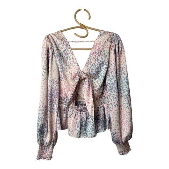 Express Floral Frenzy Pastel Smock Waist Ruffle Balloon Sleeve Mini Dress & Top - Picture 3 of 16